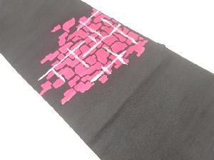 アンティーク　手織り紬　抽象模様名古屋帯